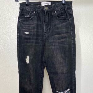 RSQ Black Distressed Women's Vintage Grunge Slim Mom Style Jeans